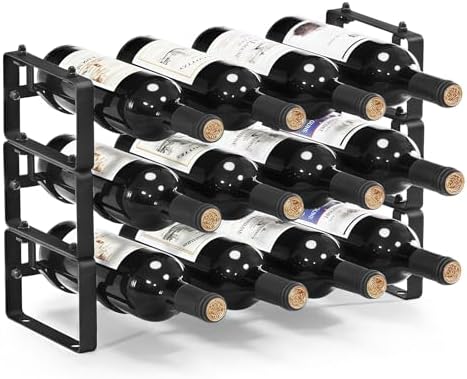 Stackable Countertop Wine Rack, 12 Wine Bottles Holder for Inside