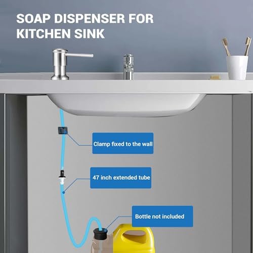 Yofidra Sink Soap Dispenser, Brushed Nickel, 47” Tube Kit