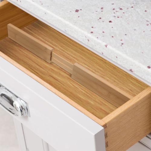 Cabilock Bamboo Expandable Drawer Organizer 2pcs for Kitchen Utensils