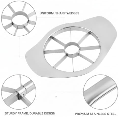Apple Slicer Corer, Stainless Steel Fruit Cutter for Uniform Wedges
