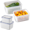 2 Pack Fruit Storage Containers with Removable Drain Basket Lid