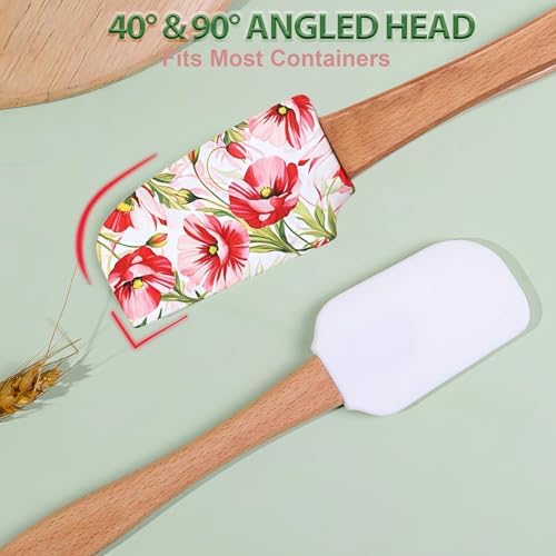Silicone Cooking Spatula Set with Wooden Handles: Ideal for daily cake