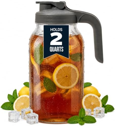 County Line Kitchen 64 oz Mason Jar Glass Pitcher With Lid - Gray