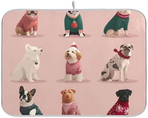 OTVEE Whimsical Pet Decor Dish Drying Mat for Kitchen Counter