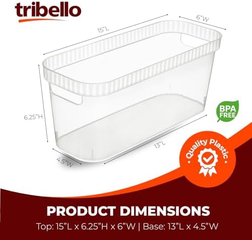 Tribello Narrow Storage Bins – Slim, Clear Plastic Storage Basket