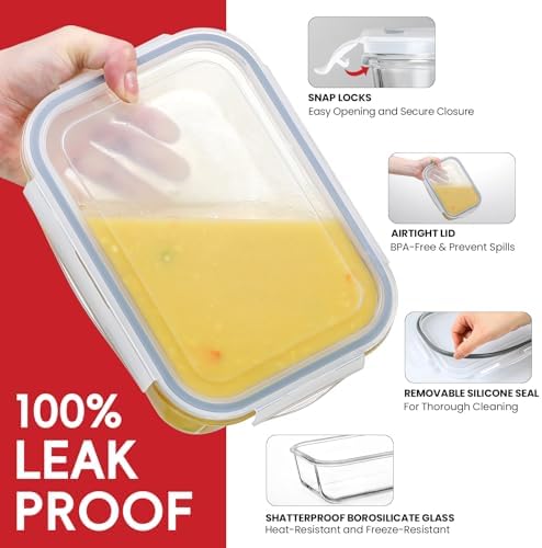 4 Pack 63oz Large Glass Storage Containers with Lids