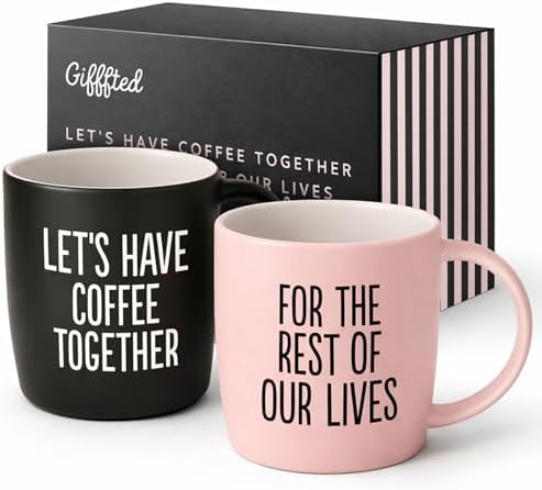 Triple Gifffted Lets Have Coffee Together Mug Set For Couples, 13oz