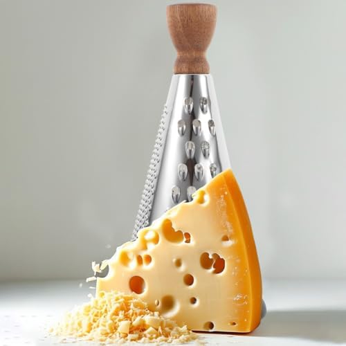 Cabilock Cone Cheese Grater with Wooden Handle, Manual Stainless Steel