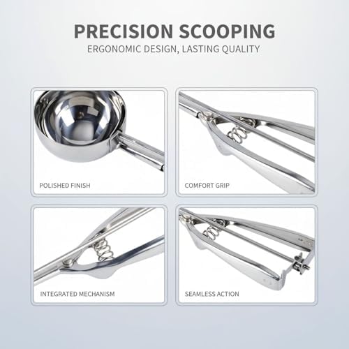 Stainless Steel Ice Cream Scoop Set, 3 Pcs With Ergonomic Handle