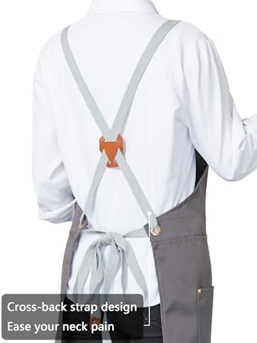 KITCHIEF Pottery Apron Split Leg,Cross Back Chef Apron with