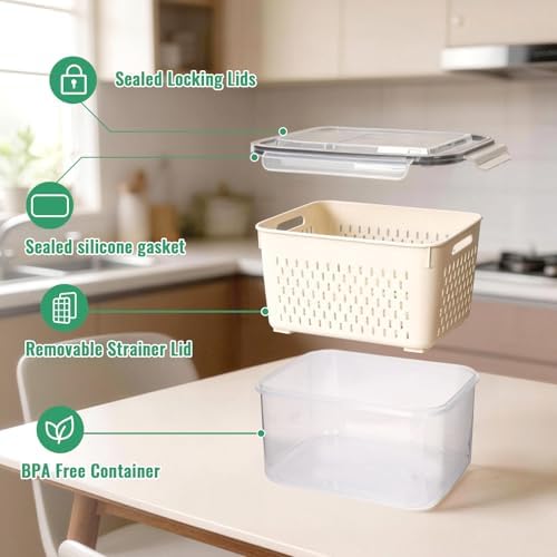 5 Pack Fruit Storage Containers for Fridge Berry Containers for Fridge
