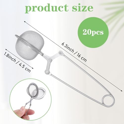 20 Pcs Snap Ball Tea Infuser Strainers, Silver Stainless Steel Fine
