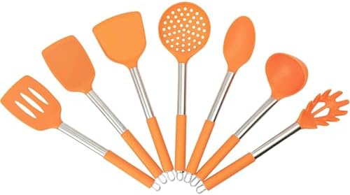 Marsrut 7-Piece Silicone Cooking Utensil Set, Orange