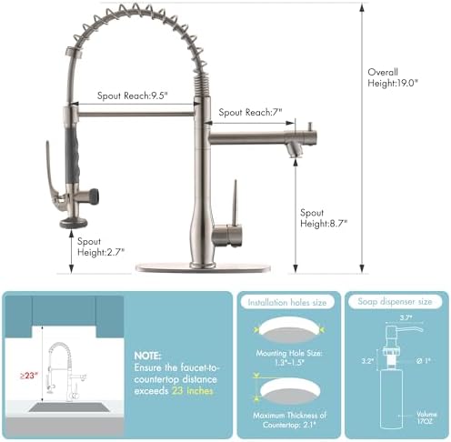 GIMILI Commercial Kitchen Faucet with Pull Down Sprayer