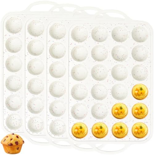 4 Pack Silicone Mini Muffin Pans for Baking with Metal Reinforced
