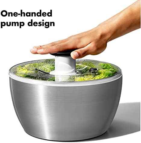 OXO Good Grips Stainless Steel Salad Spinner, Vegetable Washer