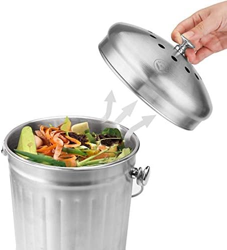 NewlineNY Stainless Steel Compost Bin, 1.3 Gallon