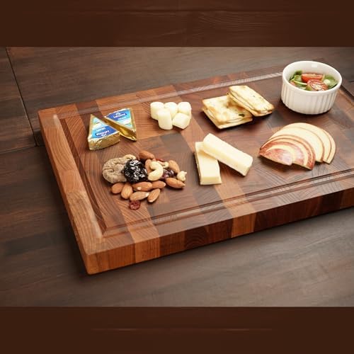 BOUMBI Zelkova End-Grain Cutting Board, 16.9" x 10.4" x 1.2"