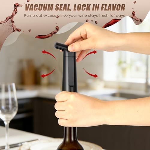Wine Stopper, Wine Saver Vacuum Pump with 4 Reusable Stoppers, Wine