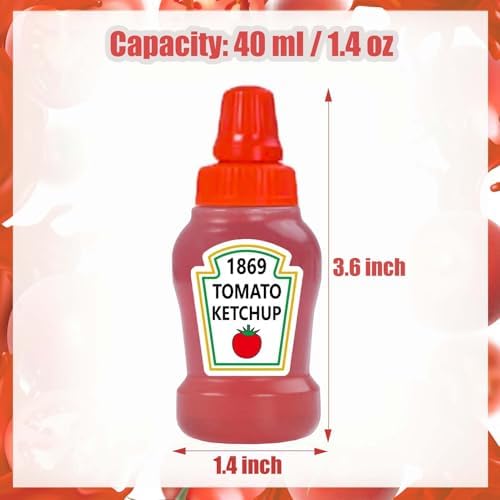 1.4 oz Mini Condiment Squeeze Bottles for Lunch Accessories, Mini