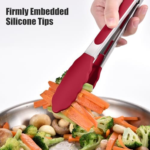 Doosu 600°F Heat Resistant Kitchen Food Tongs for Cooking with