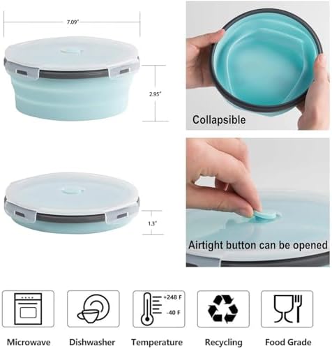 Camping Bowl with Lid Collapsible Silicone Bowl for Travel and Camping