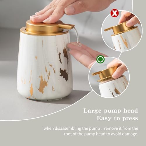 Enra Gold Soap Dispenser,Ceramic Hand Liquid Soap Dispenser for