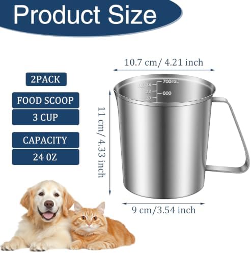 2 Pcs Metal Measuring Cup With Handle, 24 Oz Stainless Steel Mixing