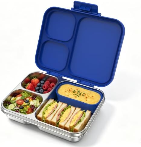 HOMEKOL Stainless Steel Lunch Box for Kids, 3-Compartment