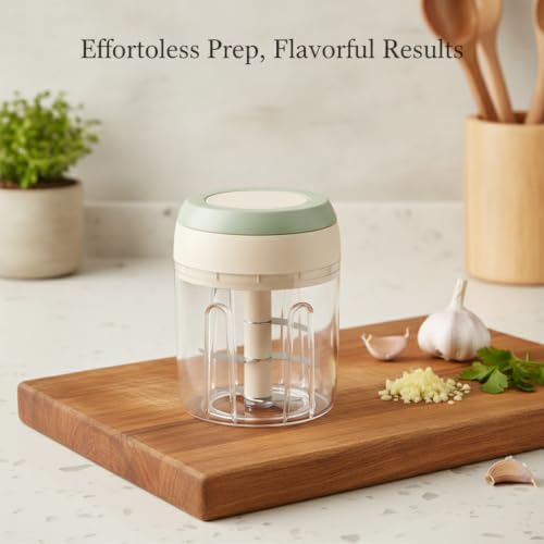 Chop Garlic and Herbs Manually with Pull-String Food Chopper