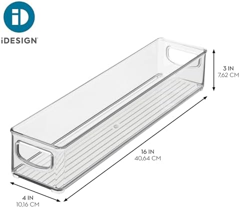 iDesign Slim Clear Plastic Storage Bin, 4-Pack