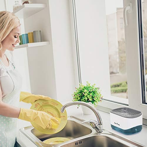 Kitchen Dish Soap Dispenser with Sponge Holder, 12.5 Ounces