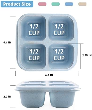 4 Pack Snack Containers, 4 Compartments Bento Snack Box, Reusable Meal