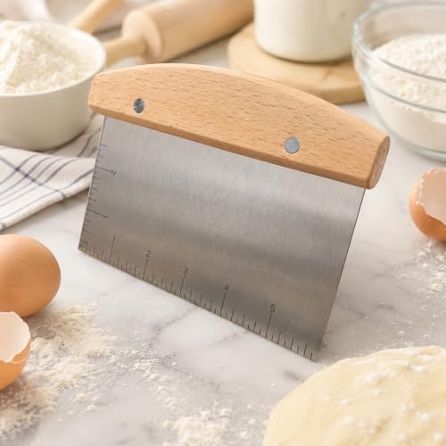 Stainless Steel Dough Cutter & Bench Scraper for Bread, Pizza, Griddle