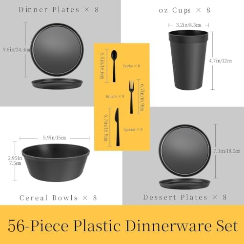 56 Piece Apartment Essentials Dinnerware Set, Stackable Space-Saving