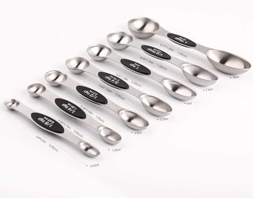 Magnetic Measuring Spoons Set of 8 Stainless Steel Stackable Dual