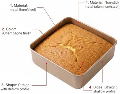 Square Baking Pan, 2 Pack Square Cake Pan Cake Baking Pans Nonstick