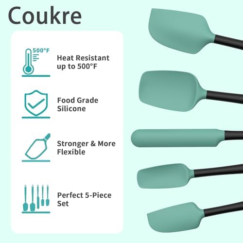 Coukre Silicone Spatula Set of 5,High Temperature Resistant, Food