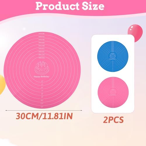 2 PCS 12-Inch Round Silicone Cake Mats