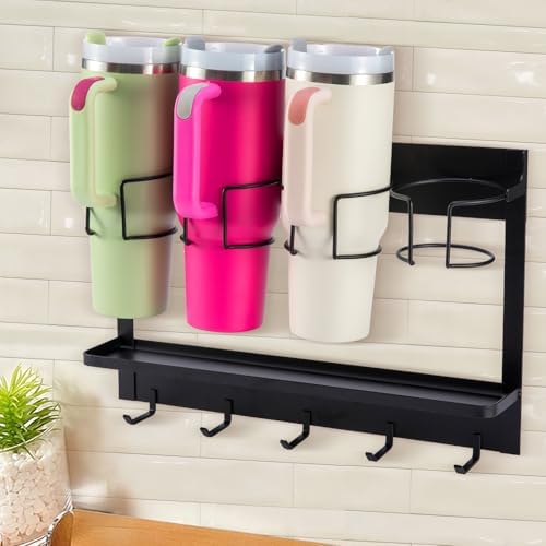 Water Bottle Organizer Holder, Magnetic Cup Rack Storage for Stanley &