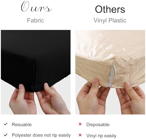 homing 2 Packs 6 Foot Rectangle Black Elastic Fitted Table Cloth