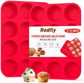 Redfly 2 Pack Silicone Muffin Pans for Baking & Cupcake Pan - 12 Cup