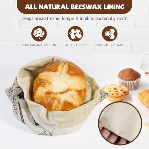 CHENGLIN Large Reusable Beeswax Cotton Bread Bags
