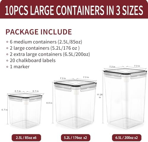 PRAKI 10 PCS Flour Sugar Storage Containers