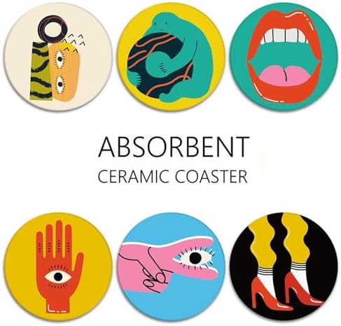 Britimes Coasters for Drinks, Set of 6, Ceramic Stone, Colorful