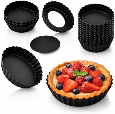 32 Pack Mini Tart Pans 3.1 Inch, Nonstick Carbon Steel Tartlet Pans