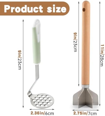 Stainless Steel Meat Chopper Masher, 6-Blade Ground Beef & Potato Tool
