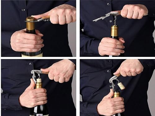 Waiter Corkscrew Wine Key for Bartenders Set of 3,With Long Rosewood