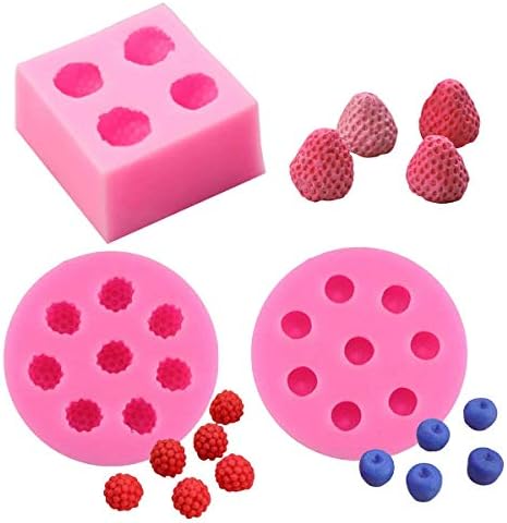 3Pcs/Set 3D Mini Strawberry, Raspberry & Blueberry Silicone Fondant