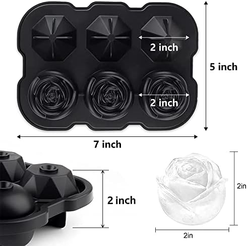Silicone Ice Cube Tray with Lids, 2" Large Rose Ice Ball